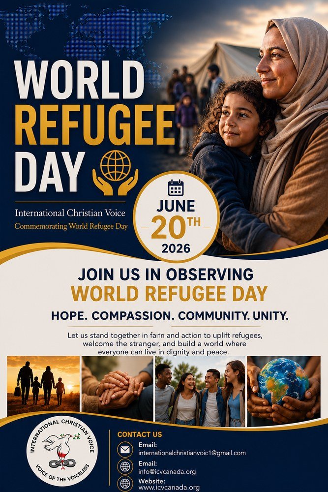 World Refugee Day 2026 — International Christian Voice. Join us in observing World Refugee Day, June 20, 2026.