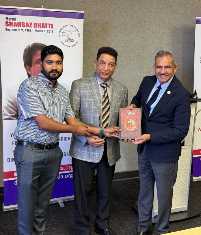 A book presentation during the International Christian Voice Meet & Greet in Brampton.